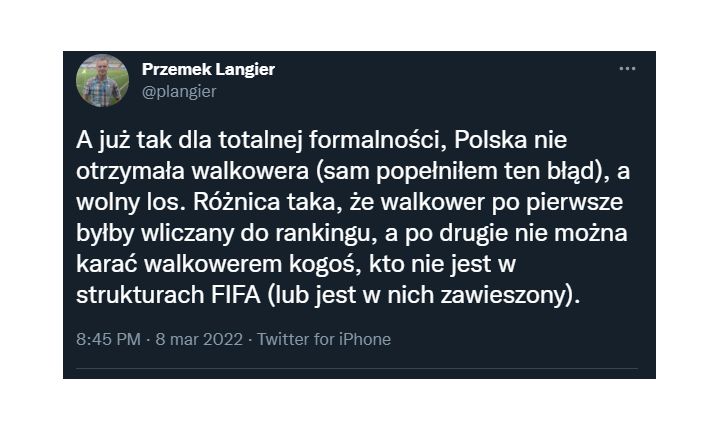 Polska NIE OTRZYMAŁA walkowera tylko... wolny los!